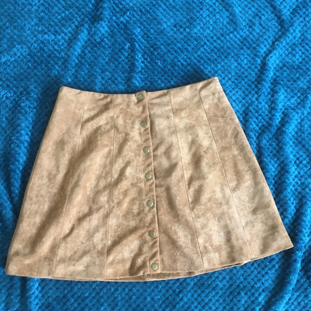 Honey Punch Faux Suede Button Mini